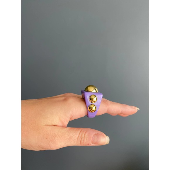 purple/gold y2k chunky square ring, 8 - Picture 3 of 5
